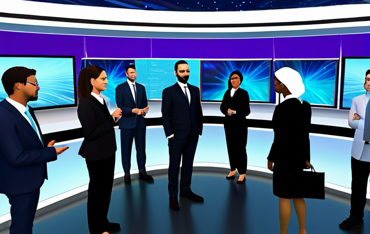 Metaverse Avatar Networking**
"A diverse group of professionals, fully clothed in modest business attire, networking in a vibrant metaverse environment. Avatars are expressive and unique but appropriate. Background shows a modern virtual conference hall with interactive displays. Safe for work, appropriate content, perfect anatomy, natural proportions, professional setting, well-formed hands, proper finger count, family-friendly."
**