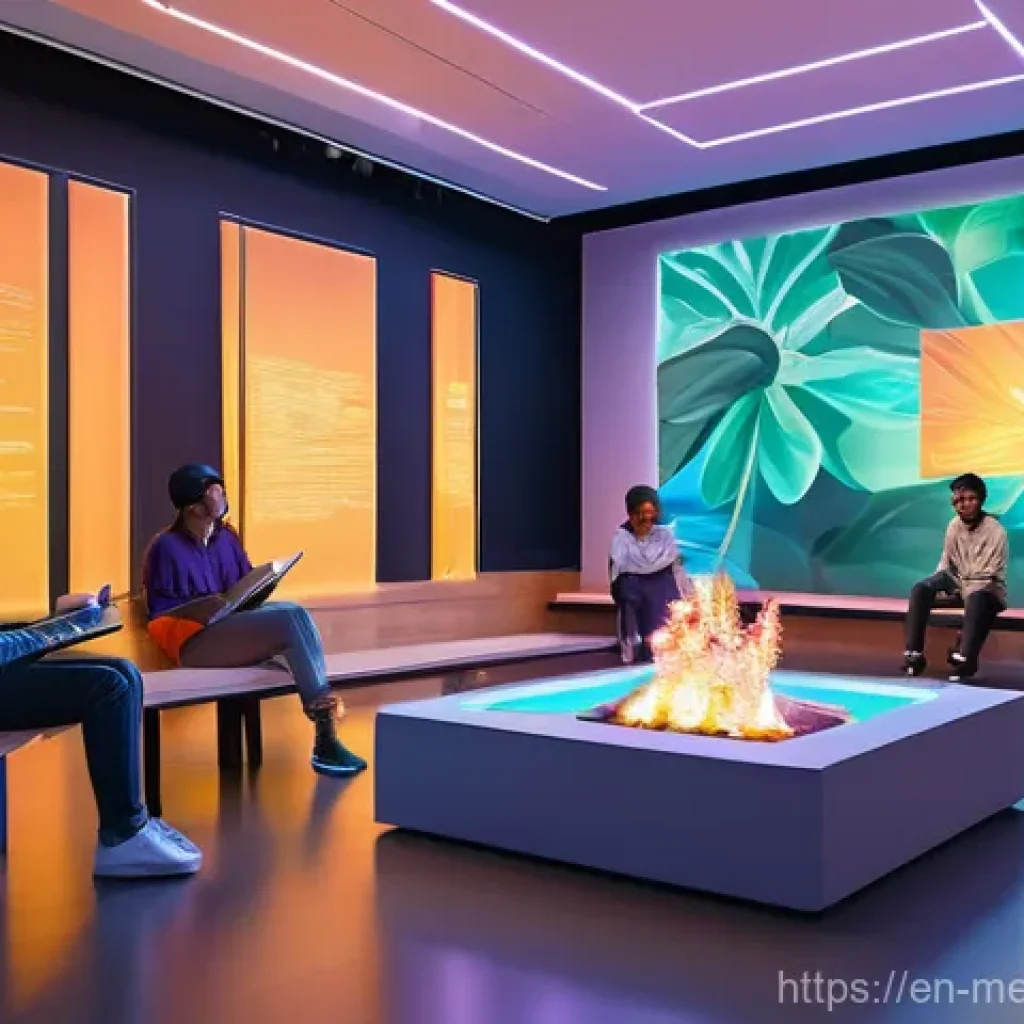 VR 환경에서의 커뮤니티 운영 팁 - **Prompt: A Vibrant Virtual Community Hub**
"A wide-angle, inviting view of a bustling virtual r...