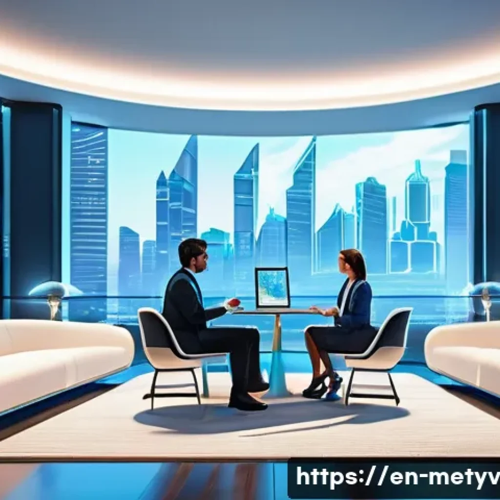 메타버스 커뮤니티의 혁신적 협업 모델 - **Prompt:** A diverse group of professional avatars (male and female, wearing business casual attire...