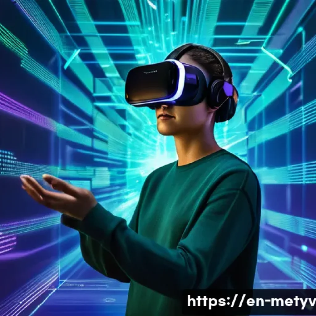 가상 현실에서의 창의적 문제 해결 - **Prompt 1: Immersive Data Exploration in VR**
"A full-body shot of a young adult, appearing gen...