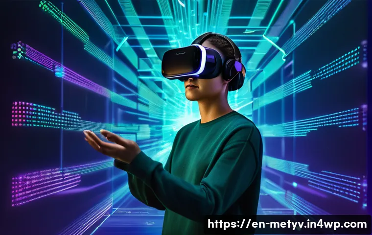 가상 현실에서의 창의적 문제 해결 - **Prompt 1: Immersive Data Exploration in VR**
"A full-body shot of a young adult, appearing gen...