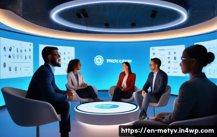 가상 현실에서의 직업적 네트워킹 - A diverse group of professional avatars in a sleek, futuristic virtual networking lounge, wearing bu...