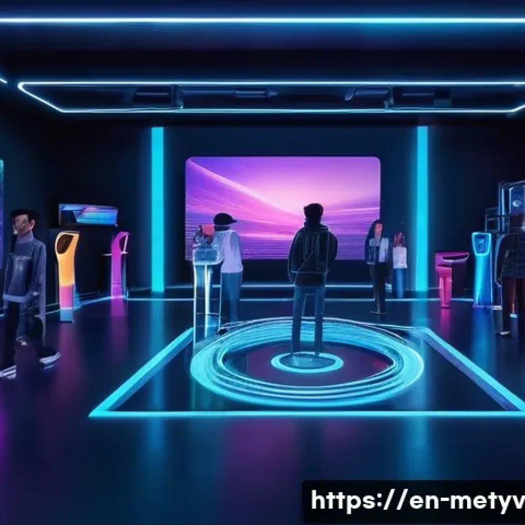 메타버스 커뮤니티에서의 경험 공유 - A vibrant digital art studio inside a futuristic metaverse space, featuring diverse avatars collabor...