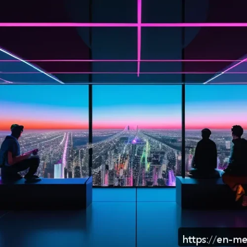 Home 33 메타버스 내 다양한 참여 기회 탐색 - A futuristic digital art gallery inside a metaverse platform like Decentraland, featuring sleek, tra...