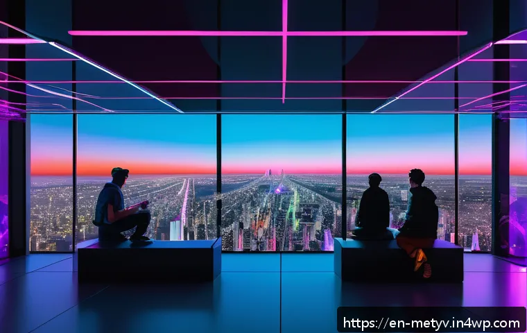 메타버스 내 다양한 참여 기회 탐색 - A futuristic digital art gallery inside a metaverse platform like Decentraland, featuring sleek, tra...