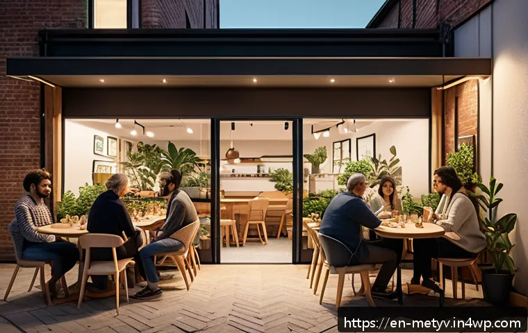 정기적인 커뮤니티 모임 기획하기 - A cozy, modern community meetup in a spacious, well-lit local cafe with flexible seating arrangement...